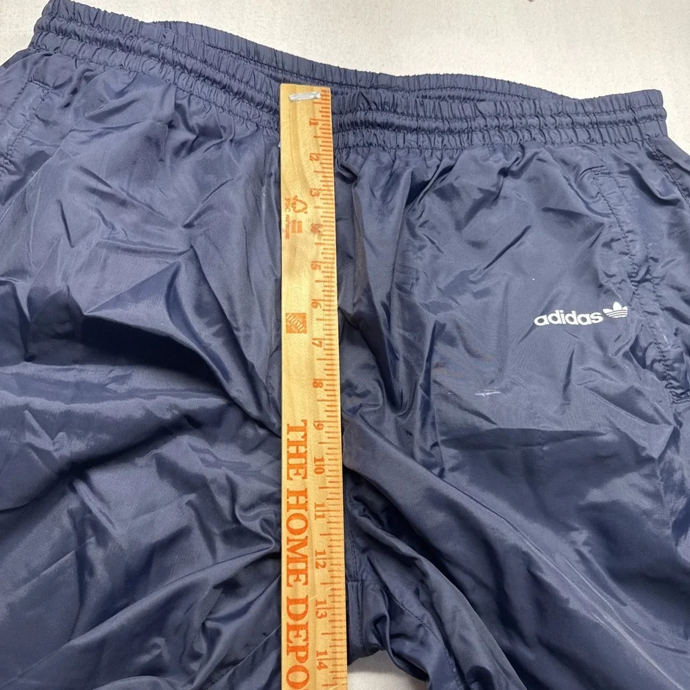 VTG Adidas Windbreaker Lined Dark Blue nylon track pants ankle zip fits 34*33 XL